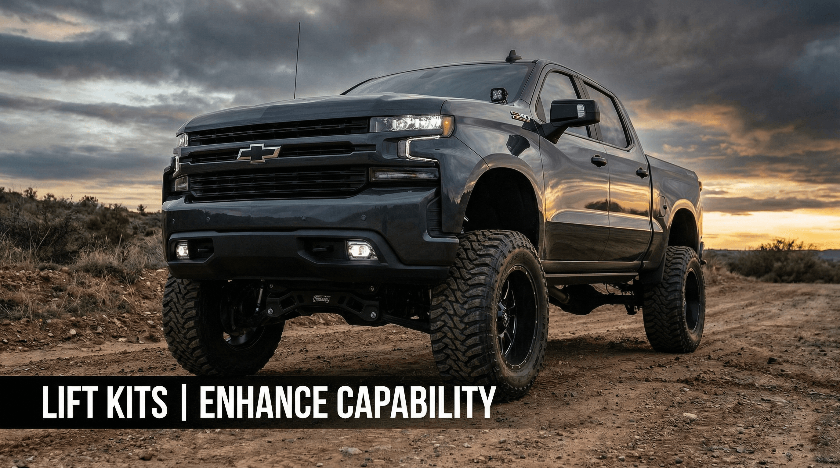 Lifted truck with suspension lift kit