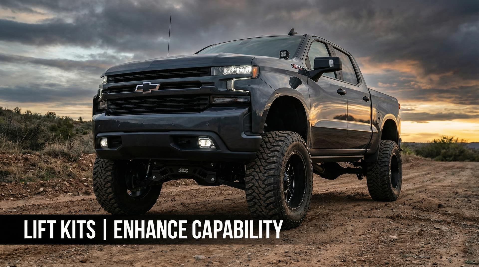 Lifted truck with suspension lift kit
