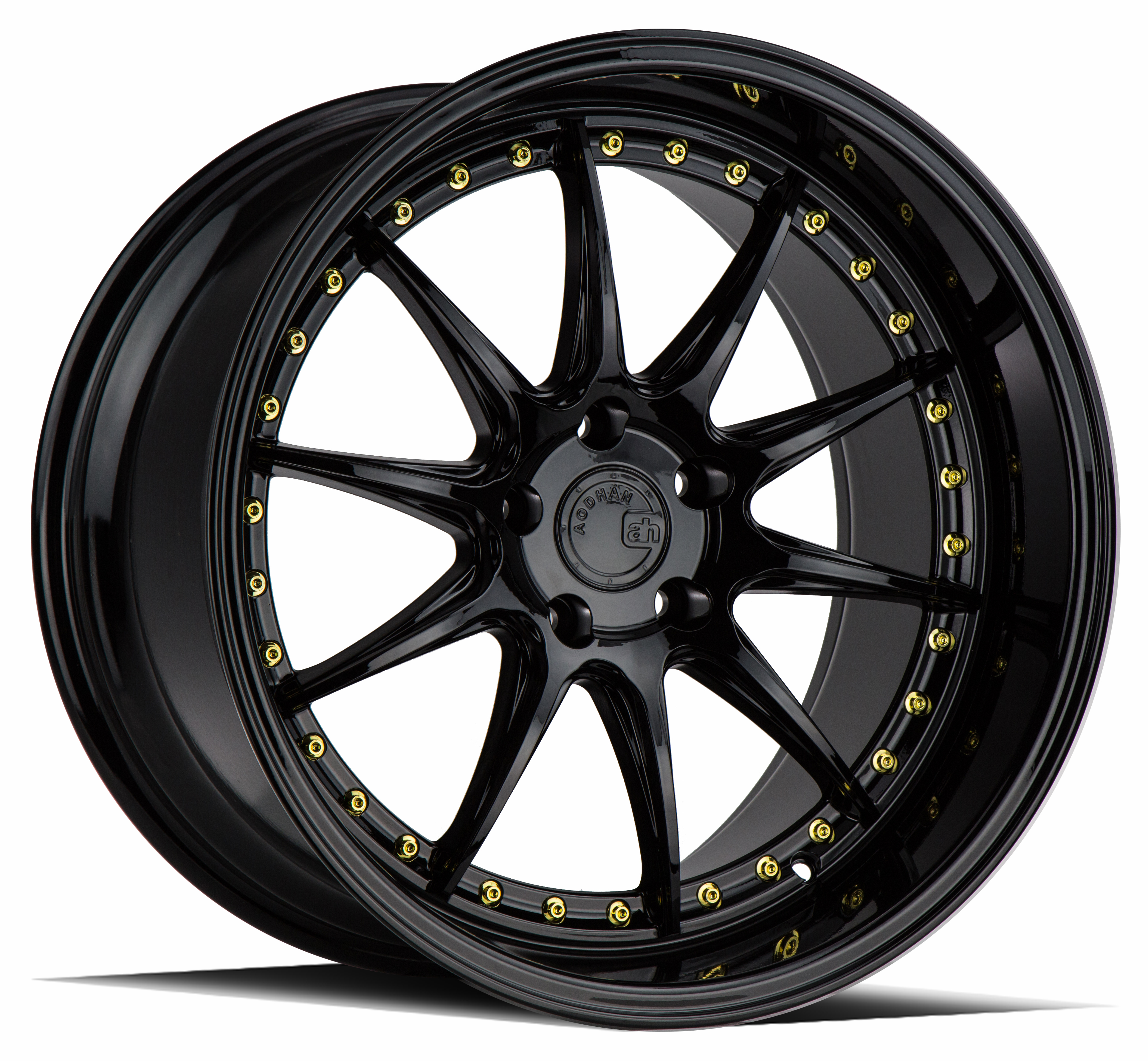 Aodhan Wheel 19x11 5x114.3 Gloss Black W /Gold Rivets