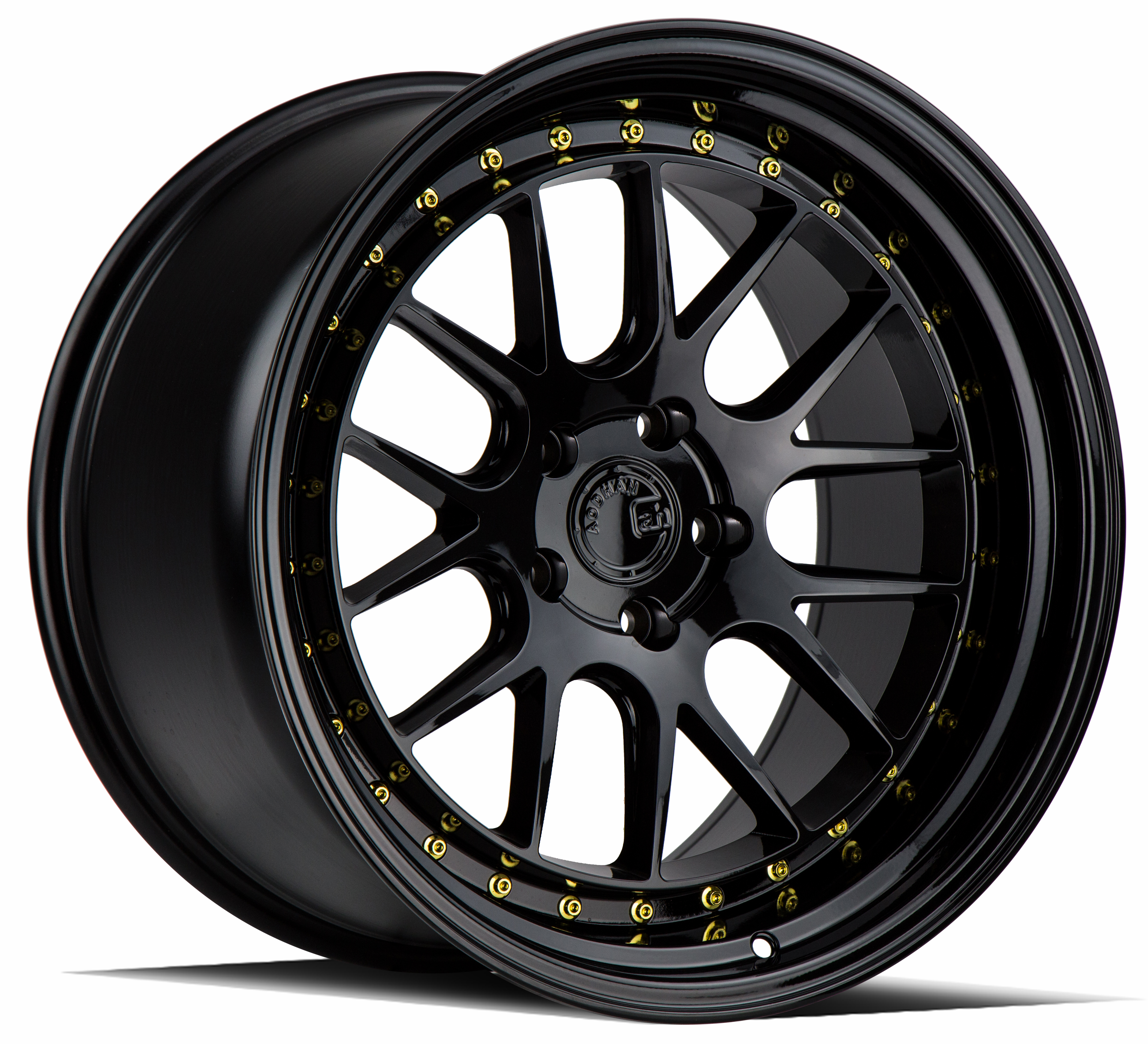 Aodhan Wheel 19x11 5x114.3 Gloss Black W /Gold Rivets