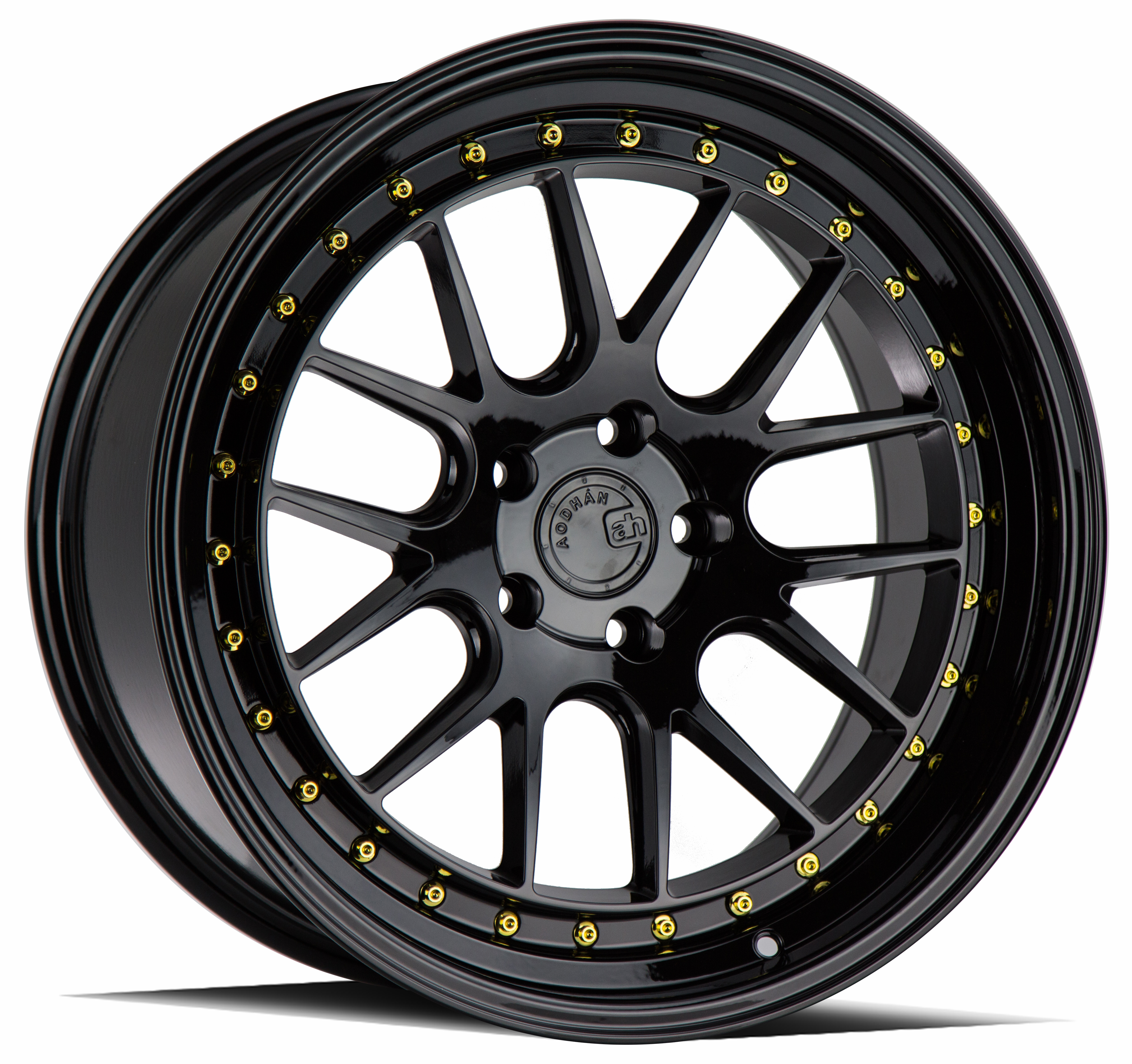 Aodhan Wheel 19x9.5 5x114.3 Gloss Black W /Gold Rivets