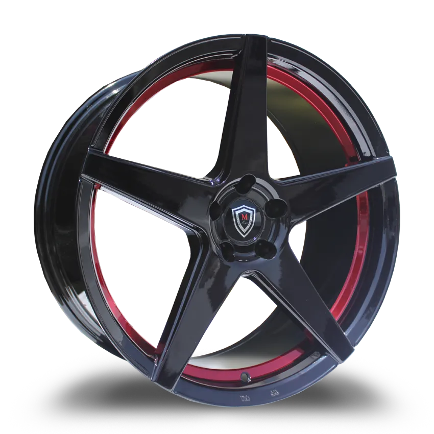 Marquee Wheels 22X9 5-115 Marquee #1001 Black / Red Inner Line 15/73.1 5-115 Wheel