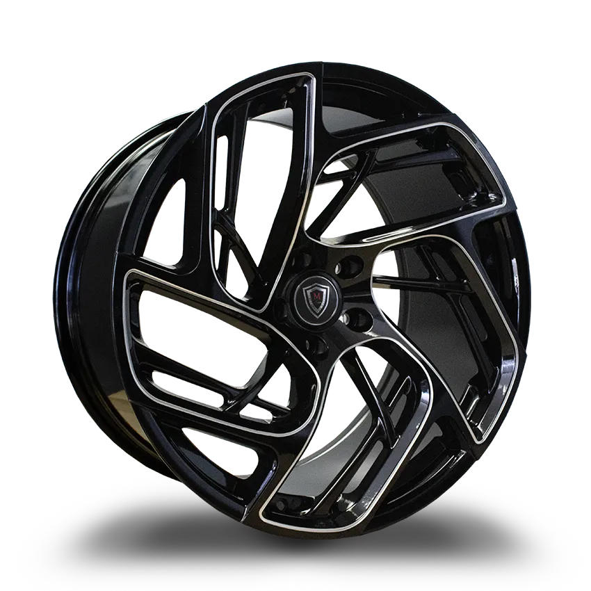 Marquee Wheels 20X10.5 5-112 Marquee# 1002 Gloss Black / Milled 38/66.56 5-112 Wheel