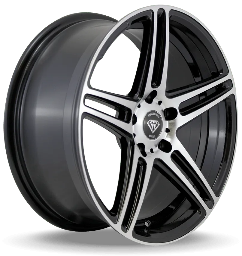 White Diamond 20X9 5-115 W-Diamond # 3184 Black /POLISH (b-P) 20/73.1 5-115 Wheel