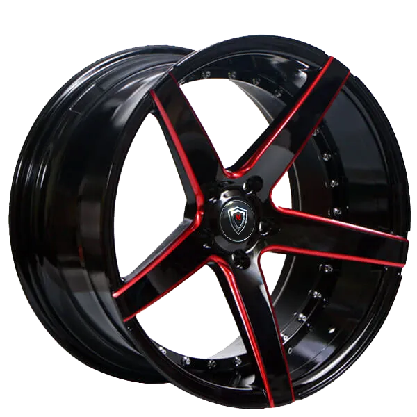 Marquee Wheels 20X9 5-114.3 Marquee #3226 BLACK/RED Milling Face 33/73.1 5-114.3 Wheel