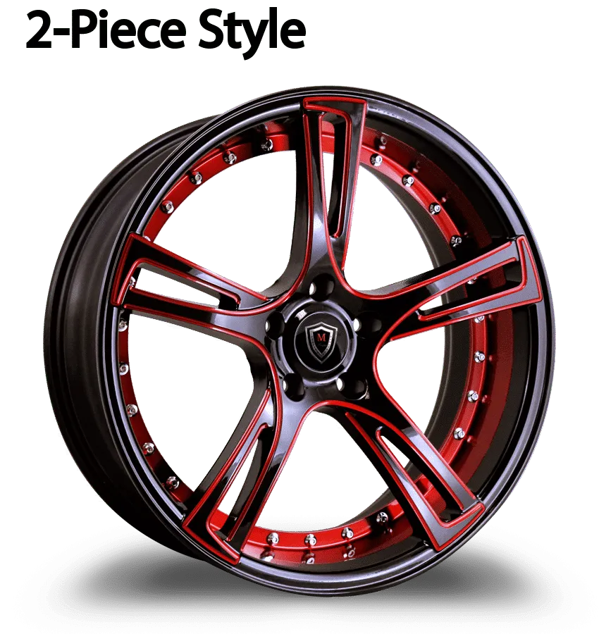 Marquee Wheels 22X10.5 5-114.3 Marquee #3247 BLK/RED Milling FACE/INNER Lip 40/73.1 5-114.3 Wheel