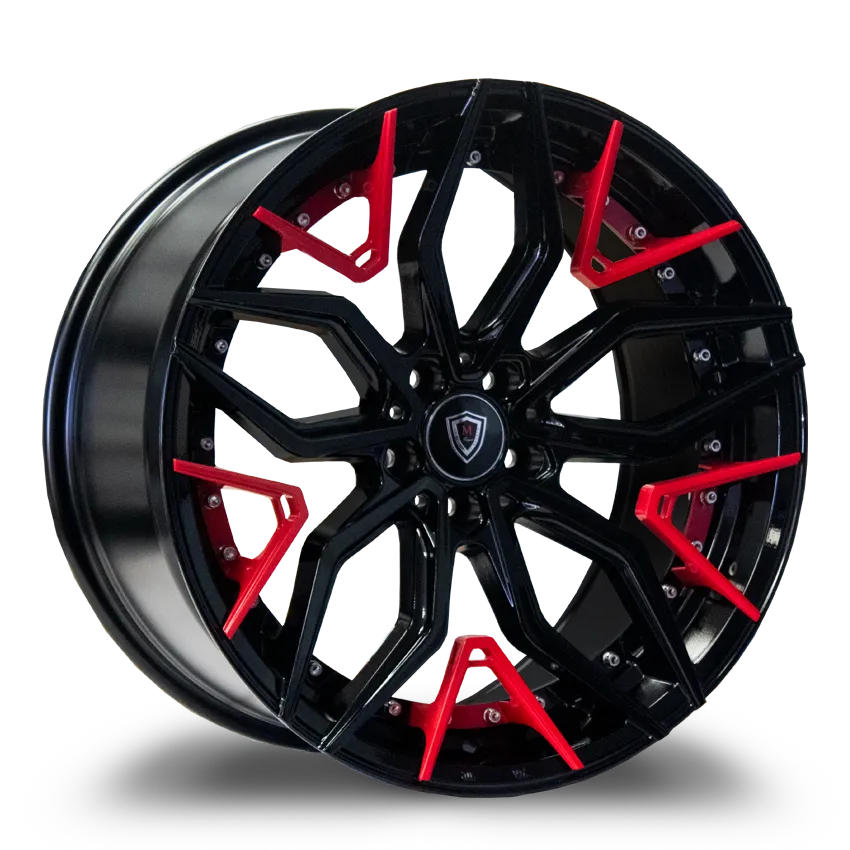 Marquee Wheels 20X10.5 5-120 Marquee #3371 Gloss Black / Red Inserts 38/74.1 5-120 Wheel