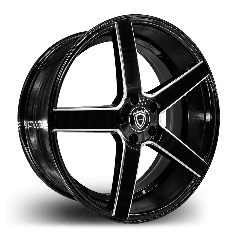Capri Luxury 20X10 5-115 Capri # 5178 Gloss BLACK/MILLING 15/73.1 5-115 Wheel