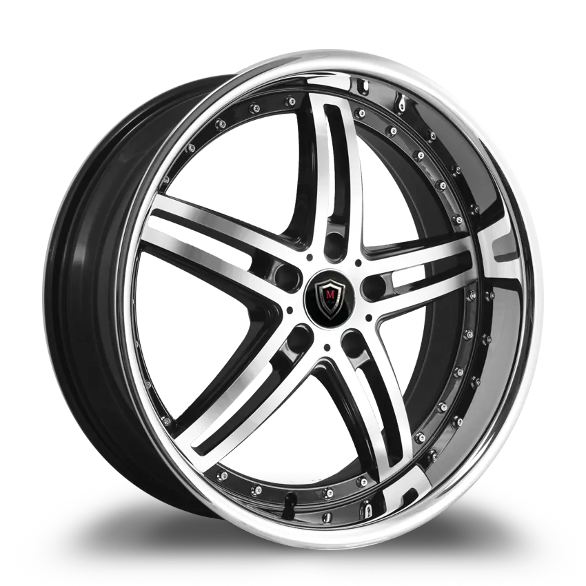 Marquee Wheels 20X10.5 5-115 Marquee #5329 Black MACHINED/STAINLESS Lip 38/73.1 5-115 Wheel