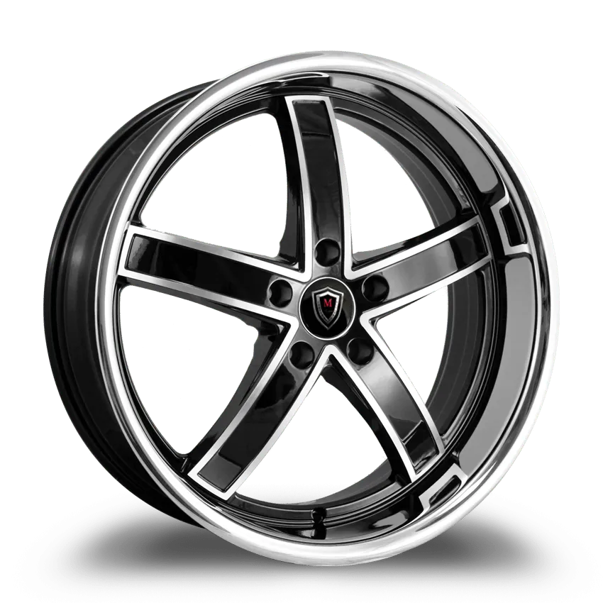 Marquee Wheels 20X10.5 5-114.3 Marquee #5330A Black MACHINE/STAINLESS Lip 40/73.1 5-114.3 Wheel