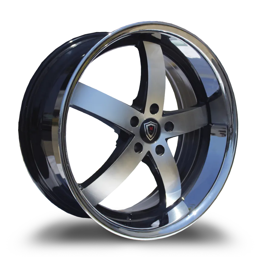 Marquee Wheels 22X10.5 5-115 MARQUEE#5330B Black POLISH/STAINLESS Lip 20/73.1 5-115 Wheel