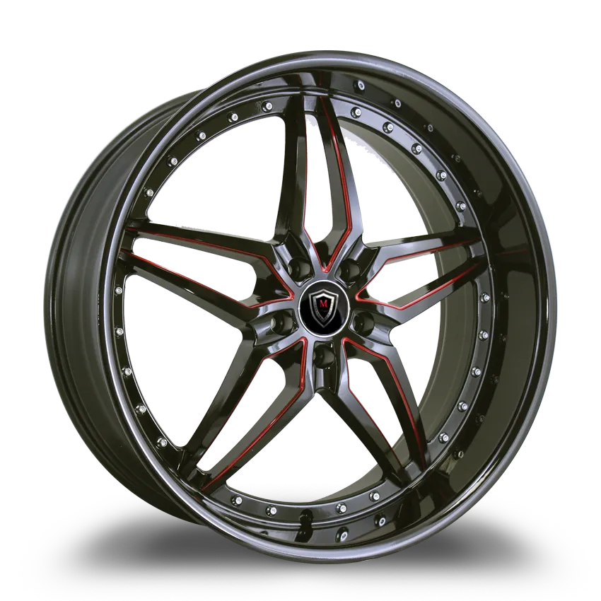 Marquee Wheels 20X9 5-120 Marquee #5331A Black Red Milling 25/74.1 5-120 Wheel