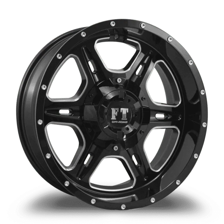 Full Throttle 20X10 8-170 Off Road Ft-#6054 Gloss BLACK/MILLED -24/125.1 8-170 Wheel