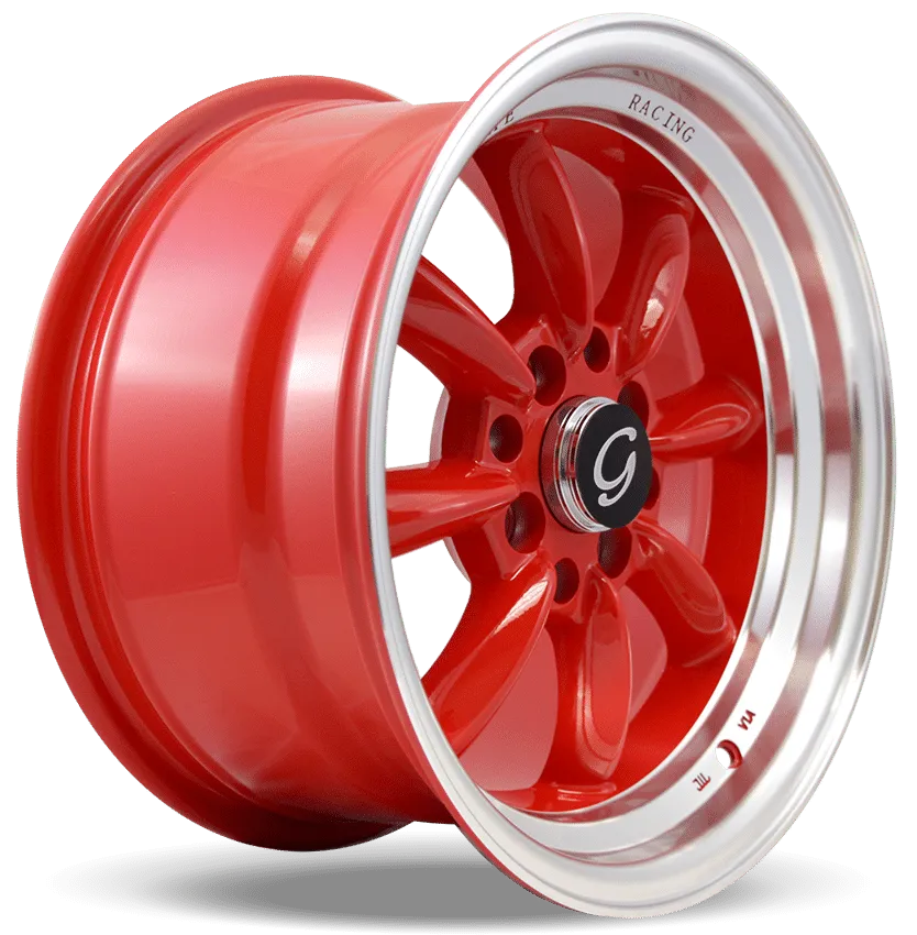 G - Line Alloys 15X8 8-100/114.3 G-Line #8014 RED/POLISH Lip (r-Lp) 20/73.1 4-100/114.3 Wheel