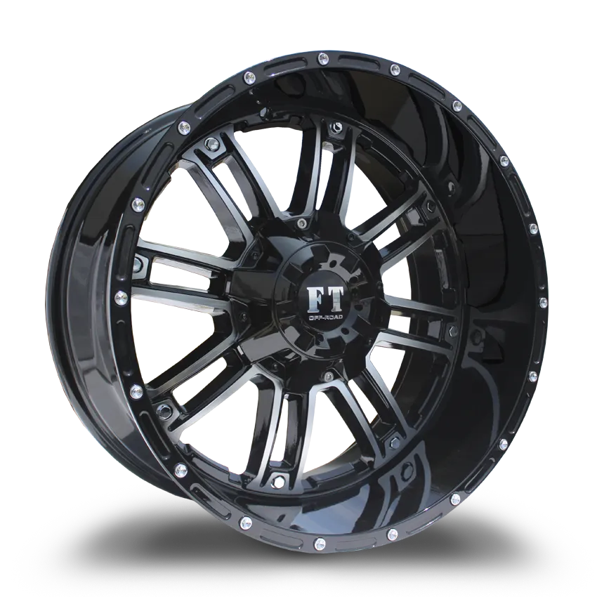 Full Throttle 20X10 8-170 Off Road FT#8033 Glossy BLK/POLISH (b-P) -24/125.7 8-170 Wheel