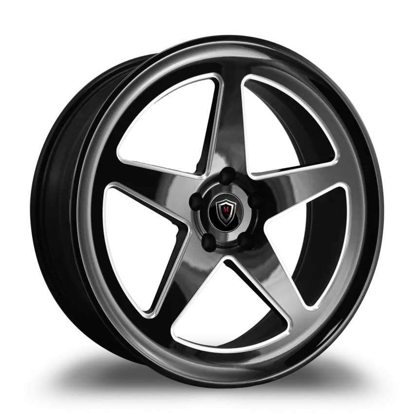 Marquee Wheels 20X9 5-120 Marquee #9535 Gloss BLACK/MILLING EDGES(B1-W) 35/74.1 5-120 Wheel