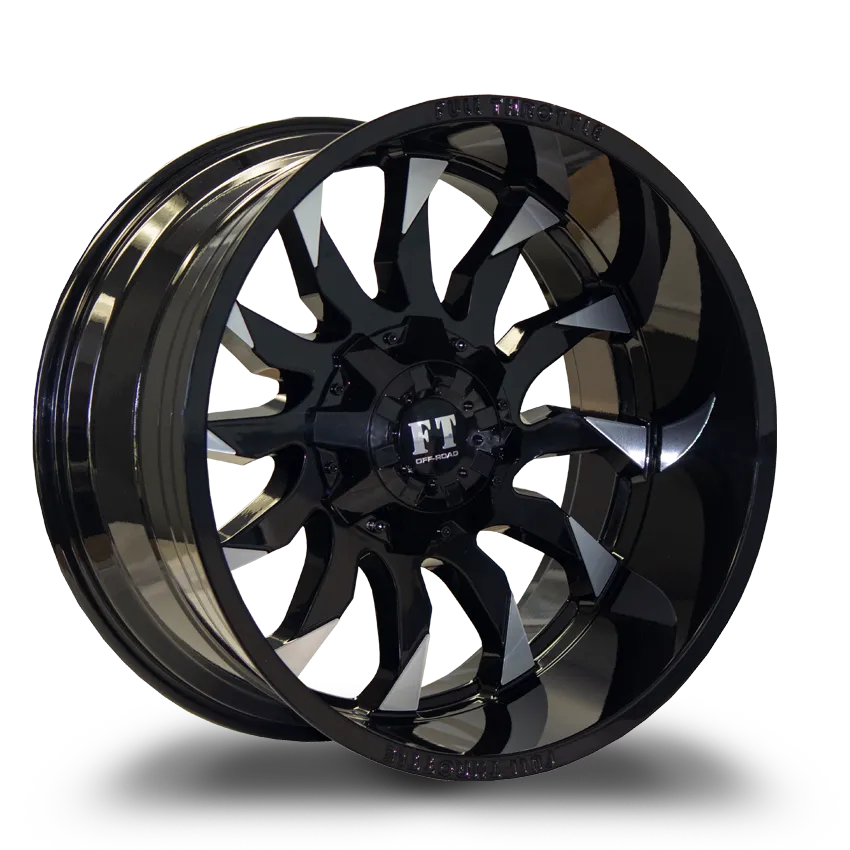 Full Throttle 20X10 12-135/139.7 Off Road Ft-11 Gloss BLACK/MACHINE Edges -24/108.1 6-135/139.7 Wheel