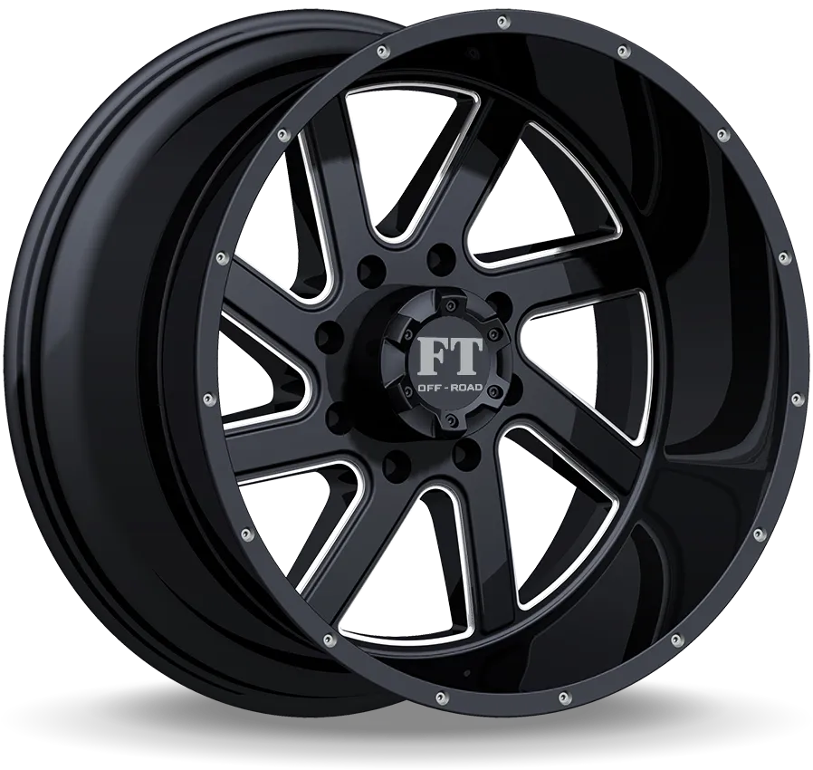 Full Throttle 20X12 6-139.7 Off Road Ft-1 Gloss BLACK/MILLING -44/108 6-139.7 Wheel