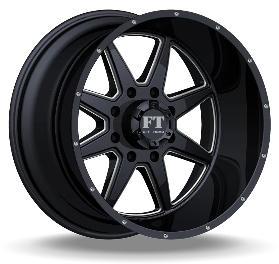Full Throttle 20X12 6-135 Off Road Ft-2 Gloss BLACK/MILLING -44/89.8 6-135 Wheel