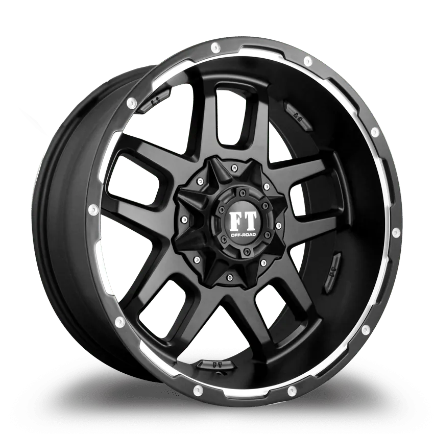 Full Throttle 20X10 12-135/139.7 Off Road Ft-6 Satin Black / Machine Undercut -24/108.1 6-135/139.7 Wheel