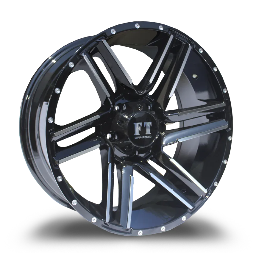 Full Throttle 18X9 6-139.7 Off Road Ft-7 Black / Machined 0/108.1 6-139.7 Wheel