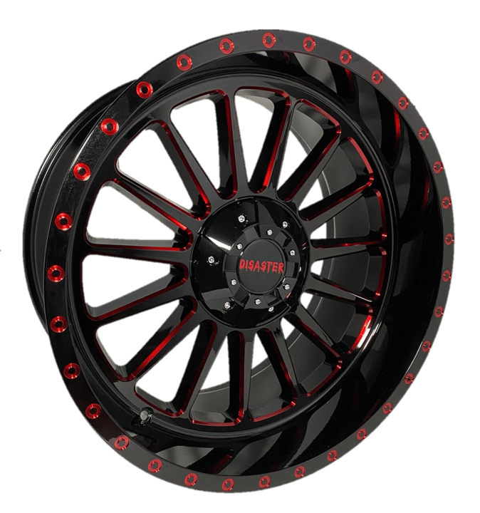 Elegance D96 20X10 12-135/139.7 -12 106.4 Gloss Black Candy Red Milled 20X10 Wheel