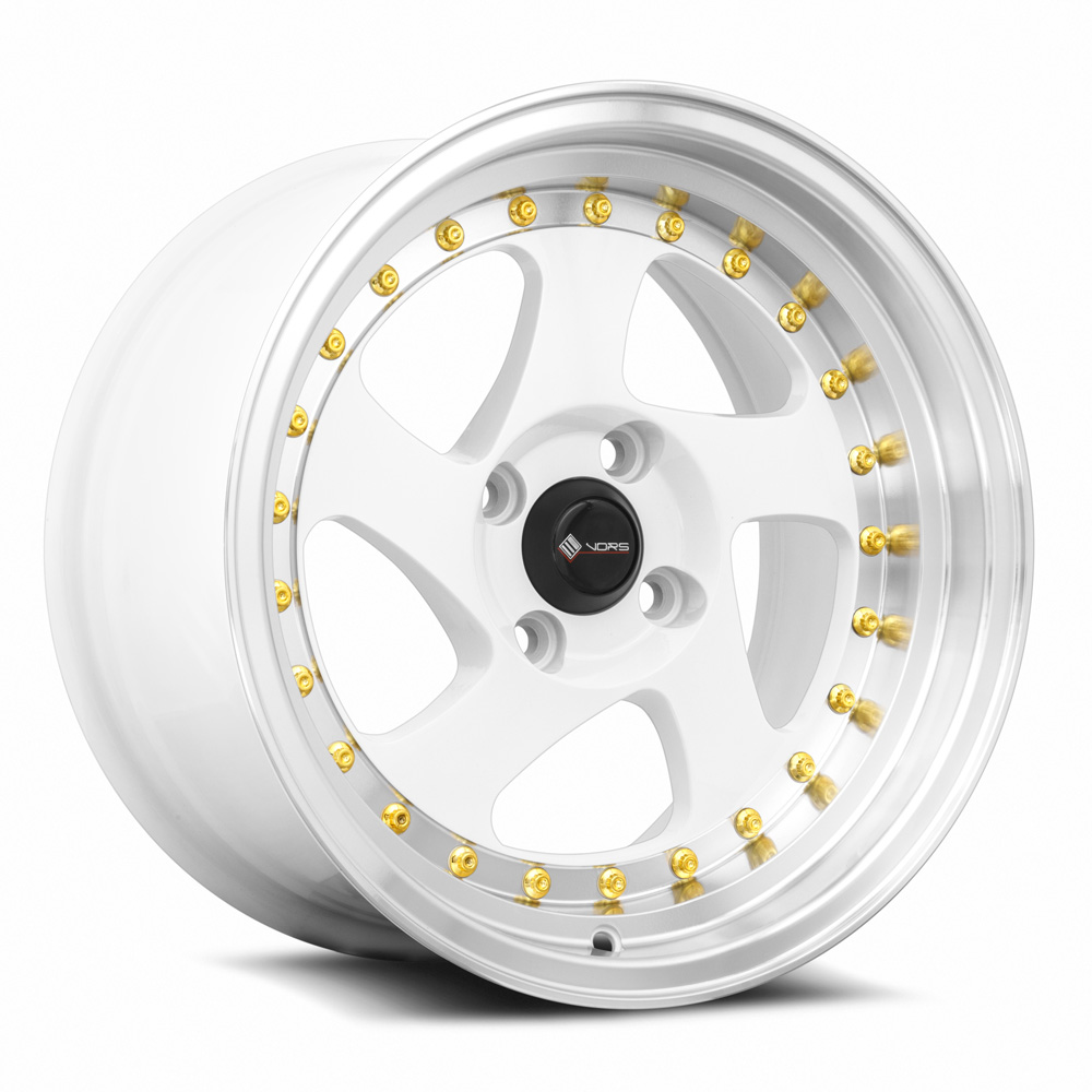 Vors White Machine Lip 15x8 Wheel
