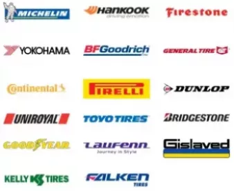 Assortment of premium tire brands available at Limitless Tire, showcasing diversity and quality in tire selection.